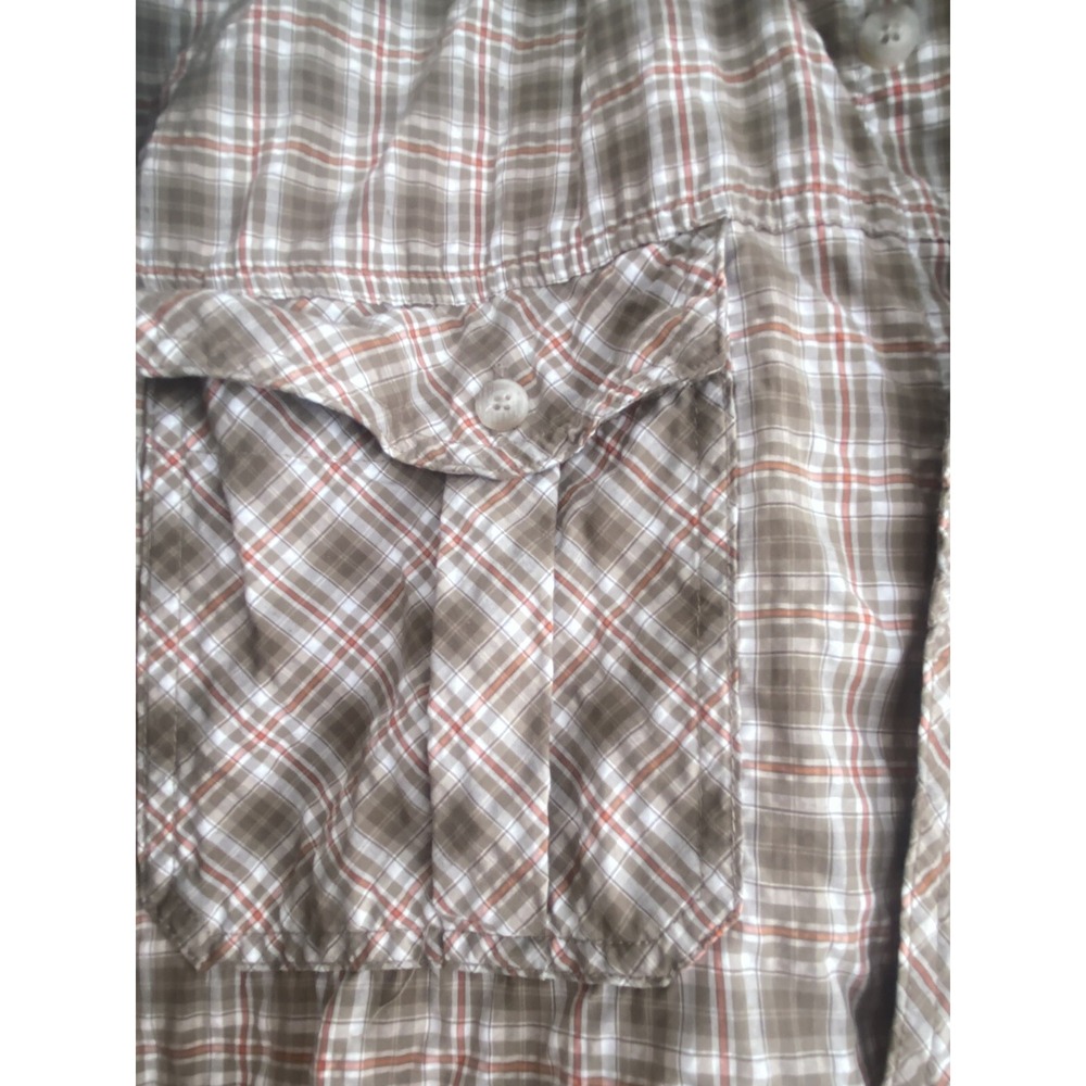 Cabela's Men's 2XL Tan White Plaid Outdoor Hiking Short Sleeve Button Down Shirt - Picture 3 of 8